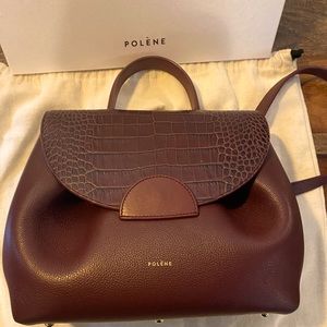 Polene Numero Un Crocodile Print Calf Leather Bag